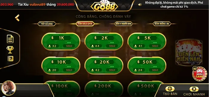 Cách chơi game bài Go88 – dạng bài tiến lên