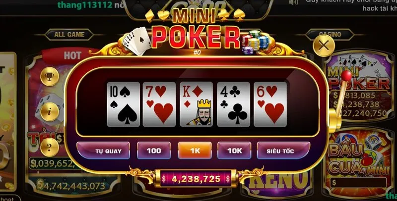 Khi chơi nổ hũ Mini Poker bạn cần lựa chọn mức cược phù hợp