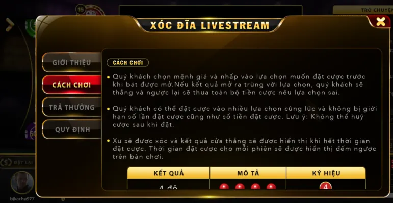 Hướng dẫn cách chơi Xóc Đĩa Livestream 