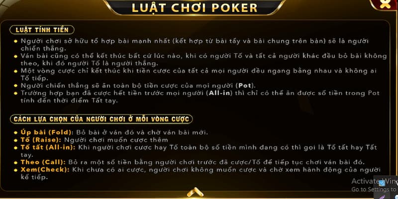 Luật chơi game bài Poker Go88 bạn cần nắm chắc