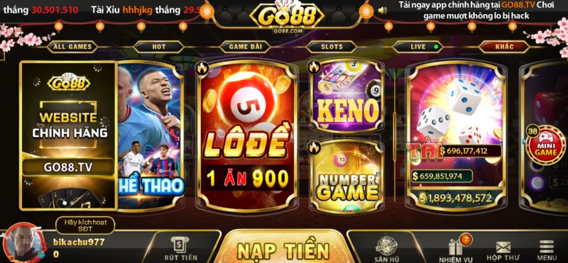 Lô đề 1 ăn 900 Play Go88 tỷ lệ thưởng hấp dẫn 