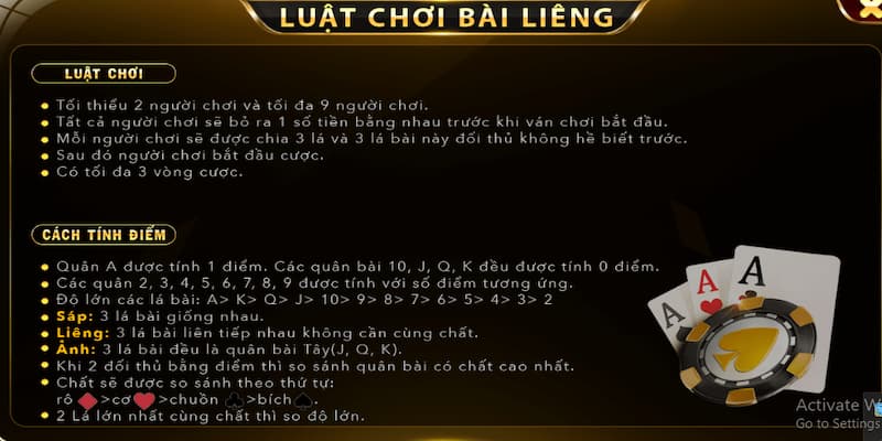 Luật chơi chuẩn nhất trong Liêng Go88 cần nắm 