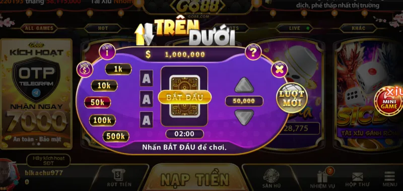 Trên dưới Minigame trò chơi hấp dẫn tại Go88 Club