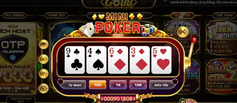 Cập nhật lịch sử hũ Mini Poker tại Go88 